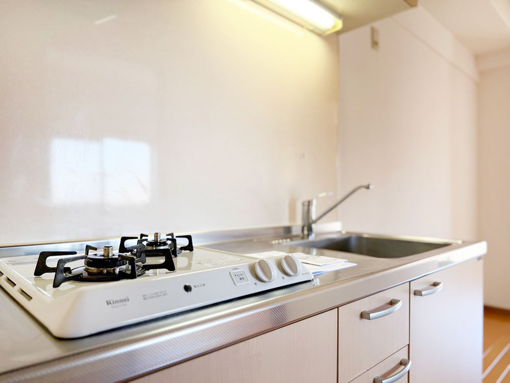 二口ガスコンロ付き