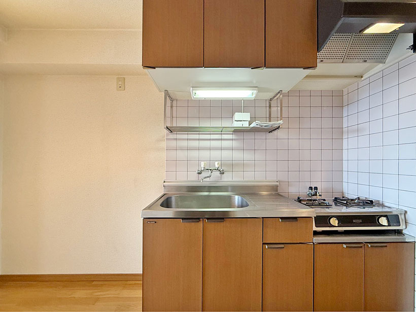 二口ガスコンロ付き